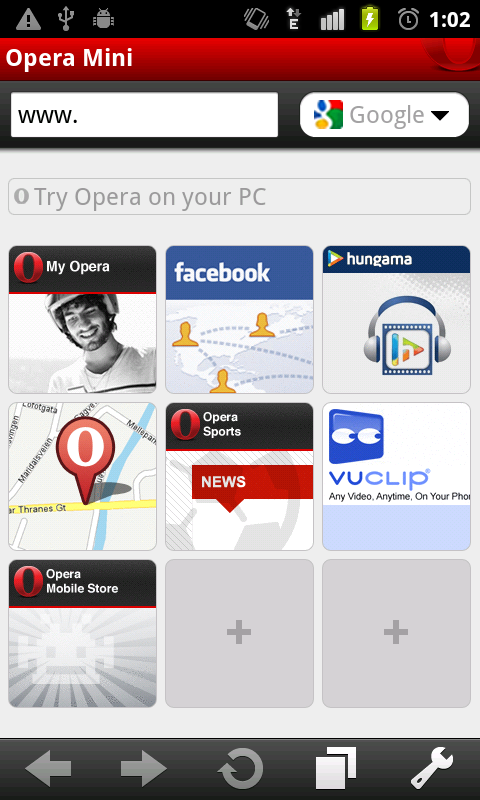 opera mini handler versiyon 8