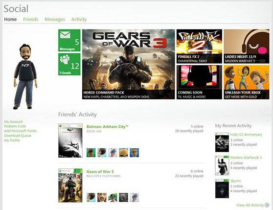 Xbox Metro Social Page