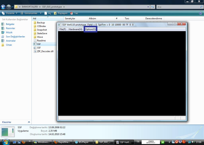 rar dosyalarını boşalttıktan sonra SSF emulatorunu exe dosyasını ...