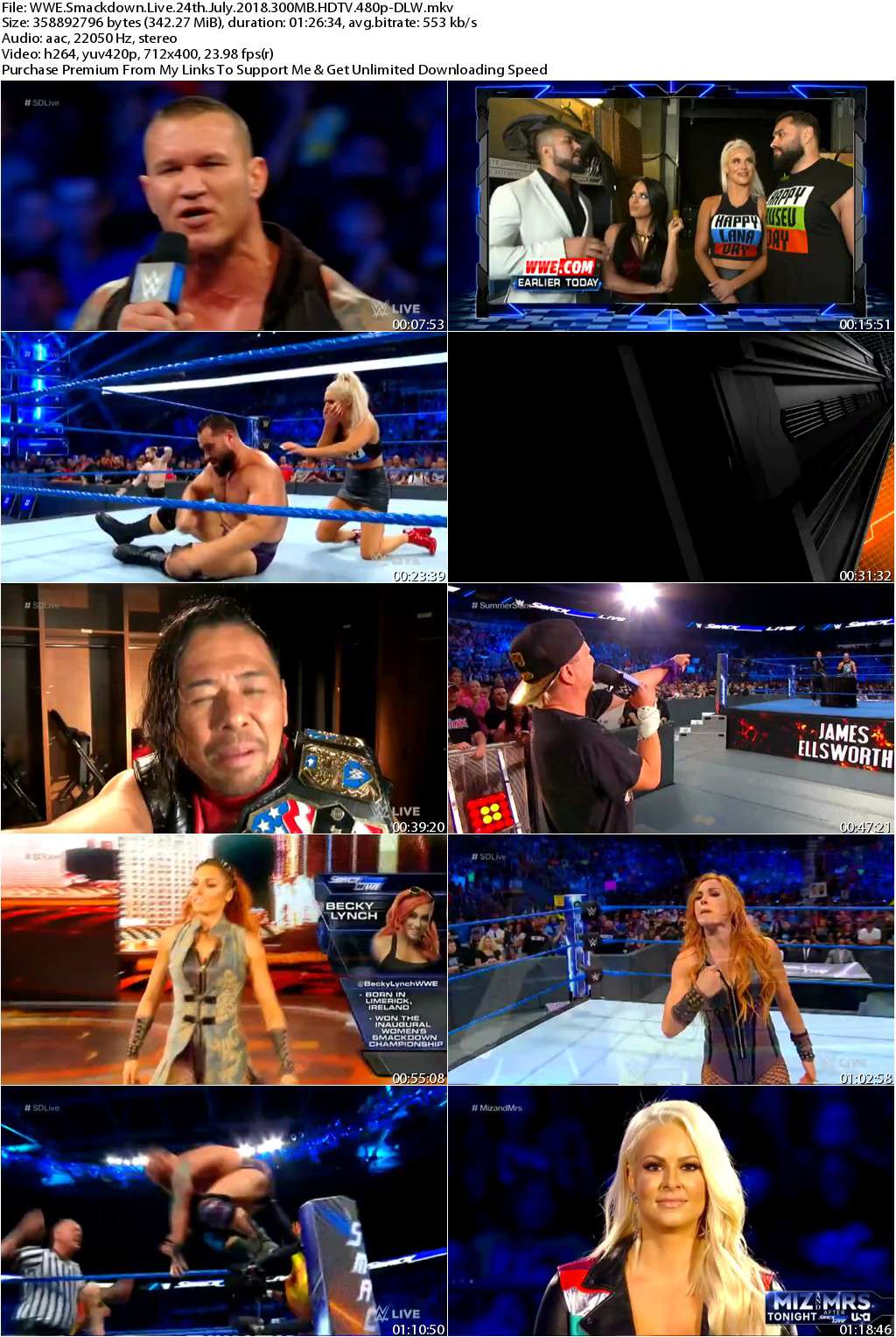 WWE Smackdown Live 24th July 2018 300MB HDTV 480p-DLW