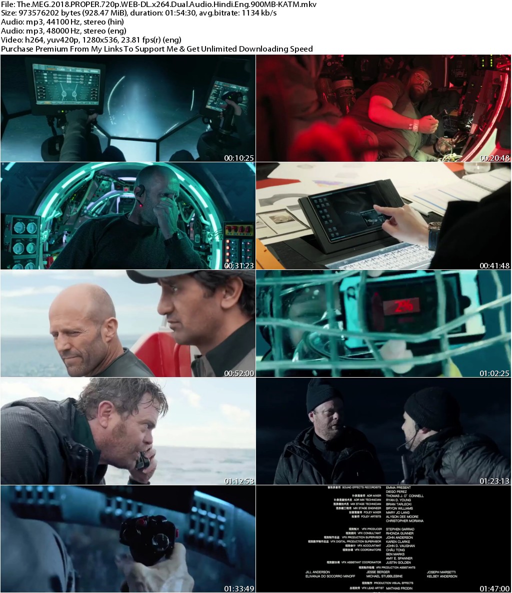 The Meg (2018) PROPER 720p WEB-DL x264 Dual Audio Hindi Eng 900MB-KATM