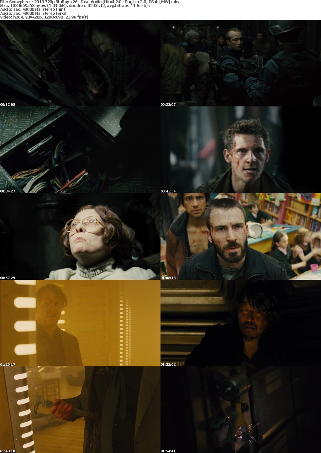 Snowpiercer (2013) 720p BluRay x264 Dual Audio Hindi 2.0 - English 2.0 ESub MW