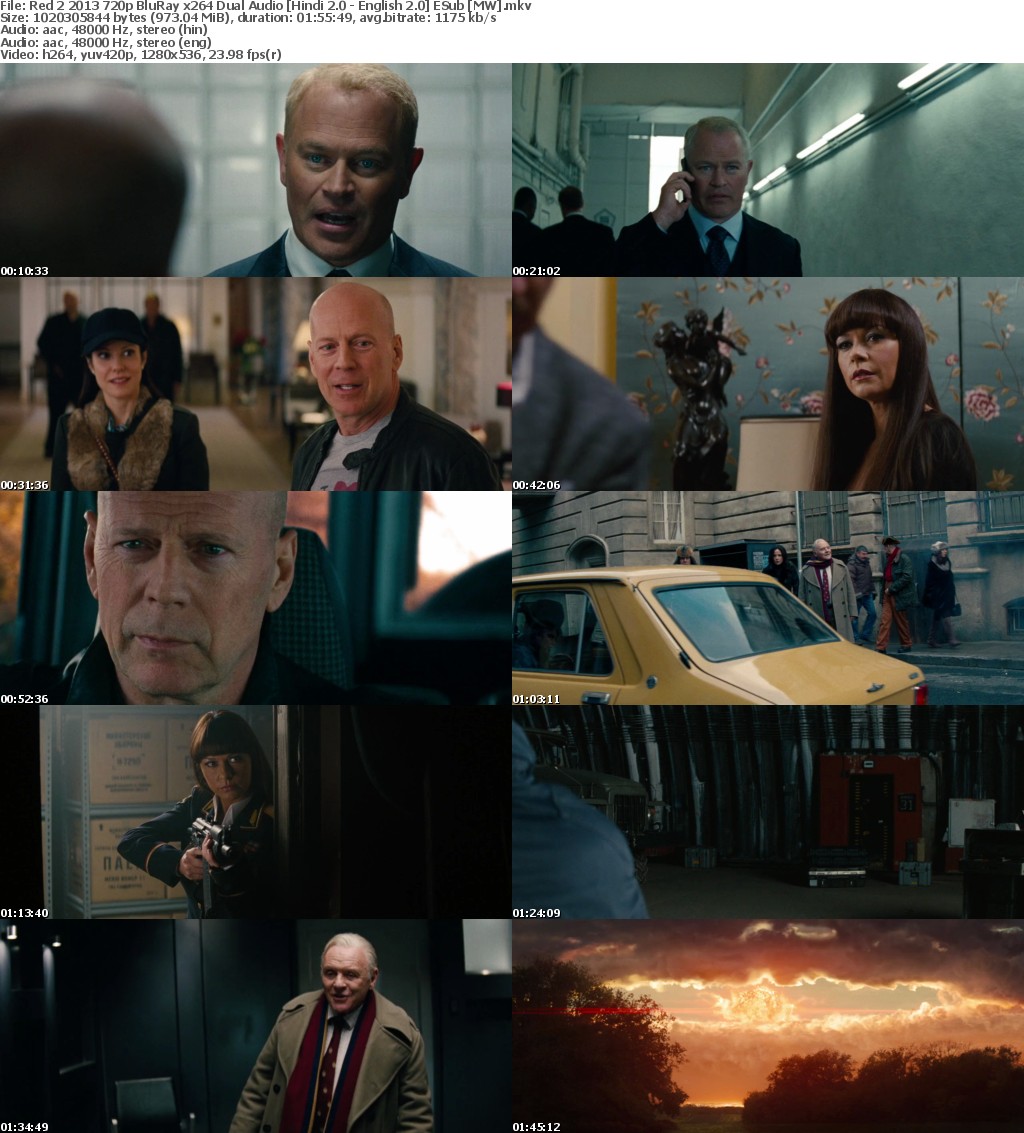 Red 2 (2013) 720p BluRay x264 Dual Audio Hindi 2.0 - English 2.0 ESub MW