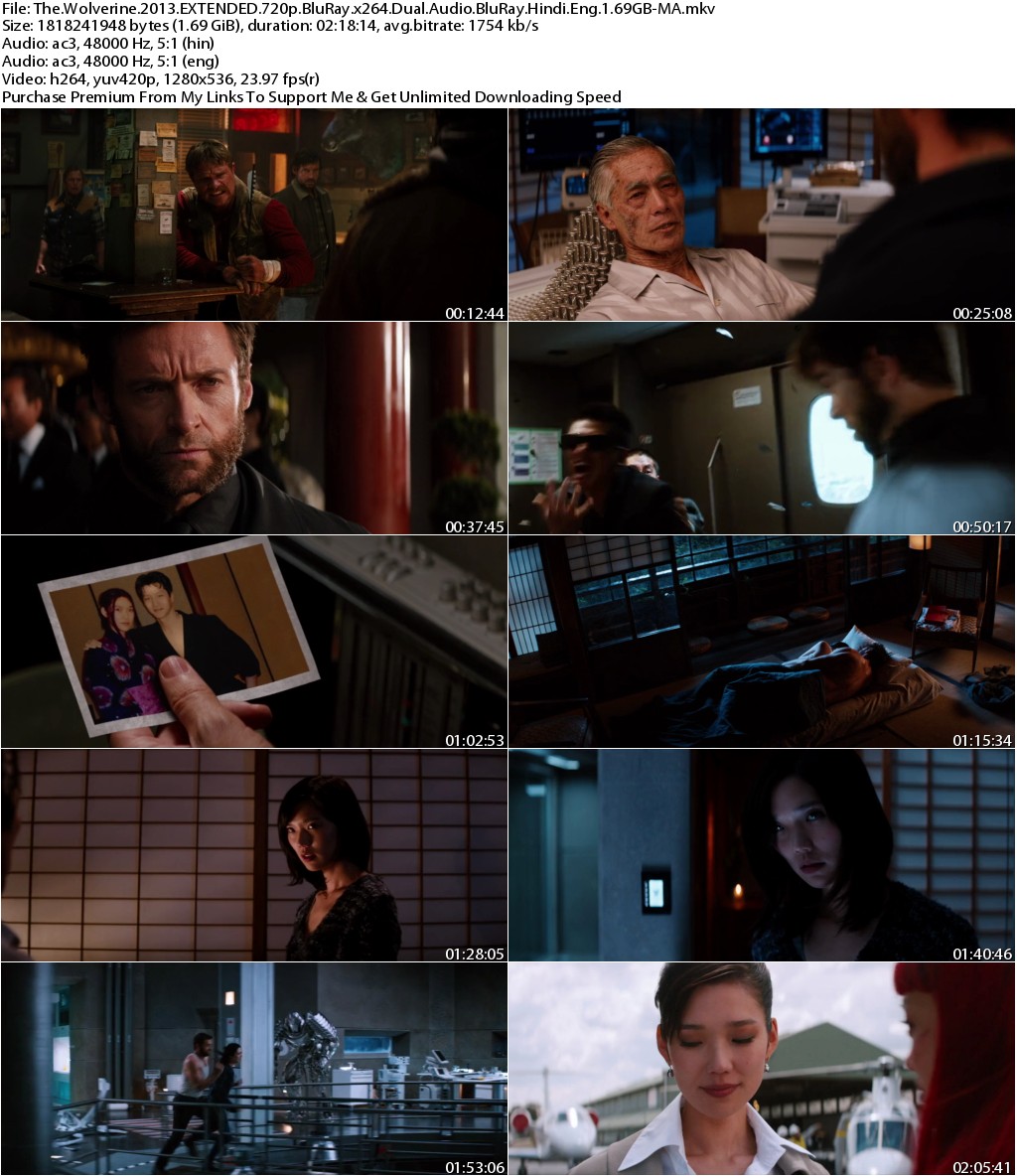 The Wolverine (2013) EXTENDED 720p BluRay x264 Dual Audio BluRay Hindi Eng 1.69GB-MA