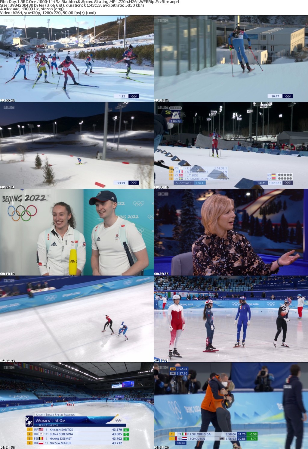 Beijing 2022 Olympics Day 1 BBC One 1000-1145 - Biathlon Speed Skating MP4 720p H264 WEBRip EzzRips