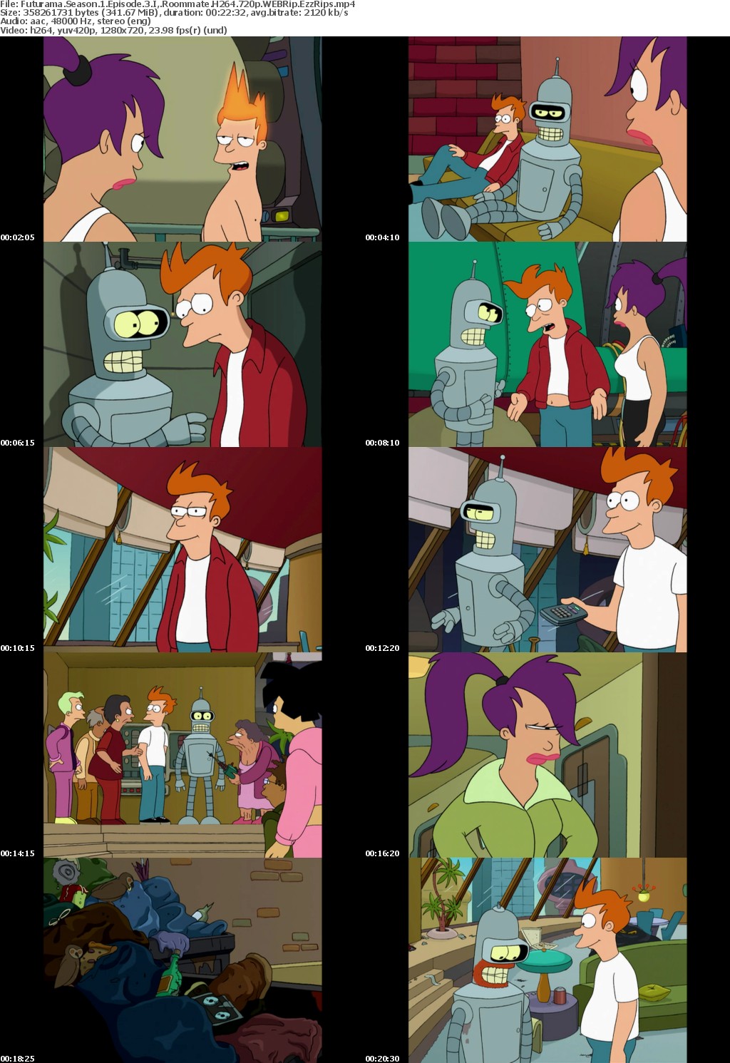 Futurama Season 1 Episode 3 I, Roommate H264 720p WEBRip EzzRips