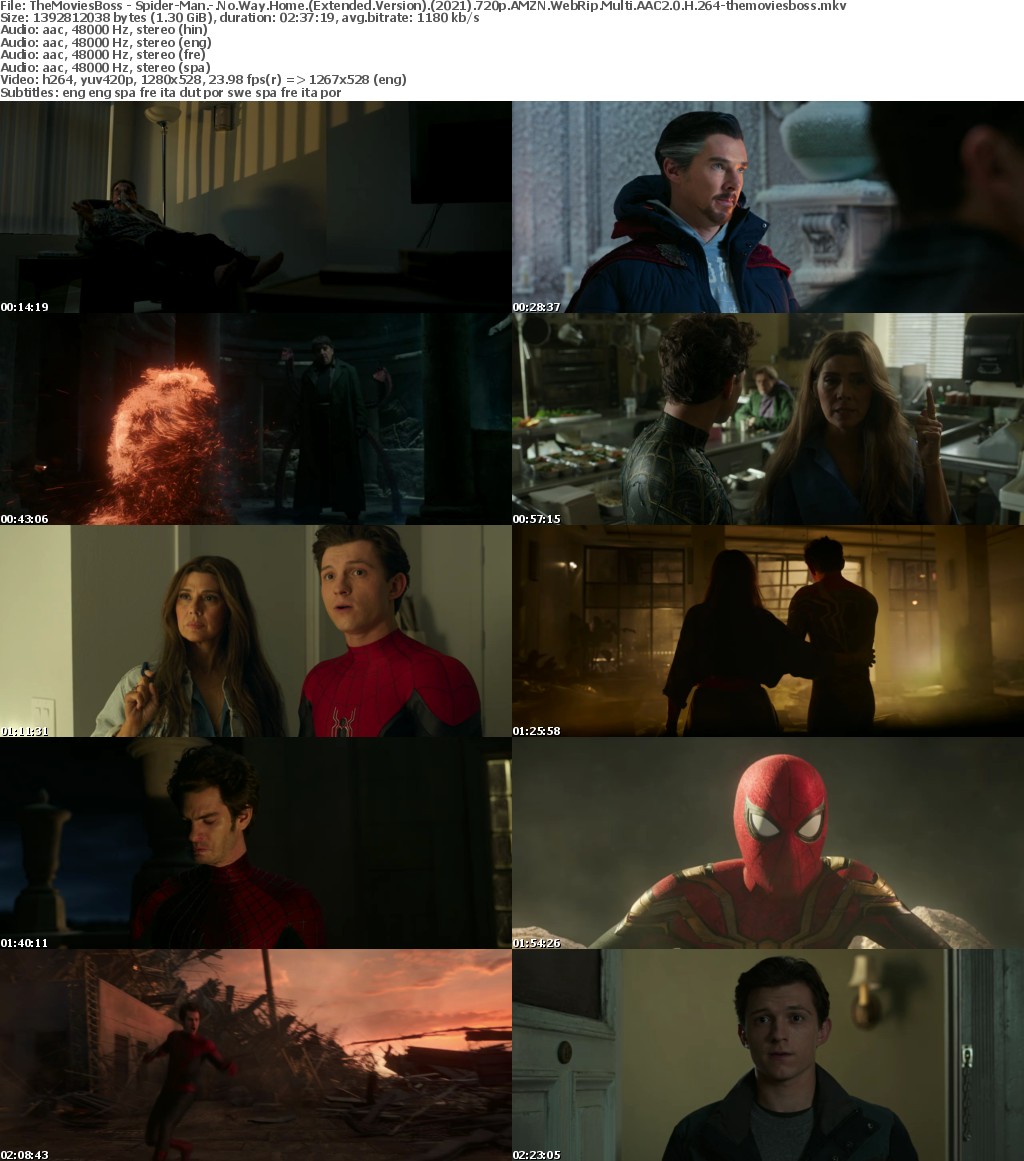 Spider-Man - No Way Home (Extended Version) (2021) 720p AMZN WebRip Hindi-Multi AAC H 264-themoviesboss