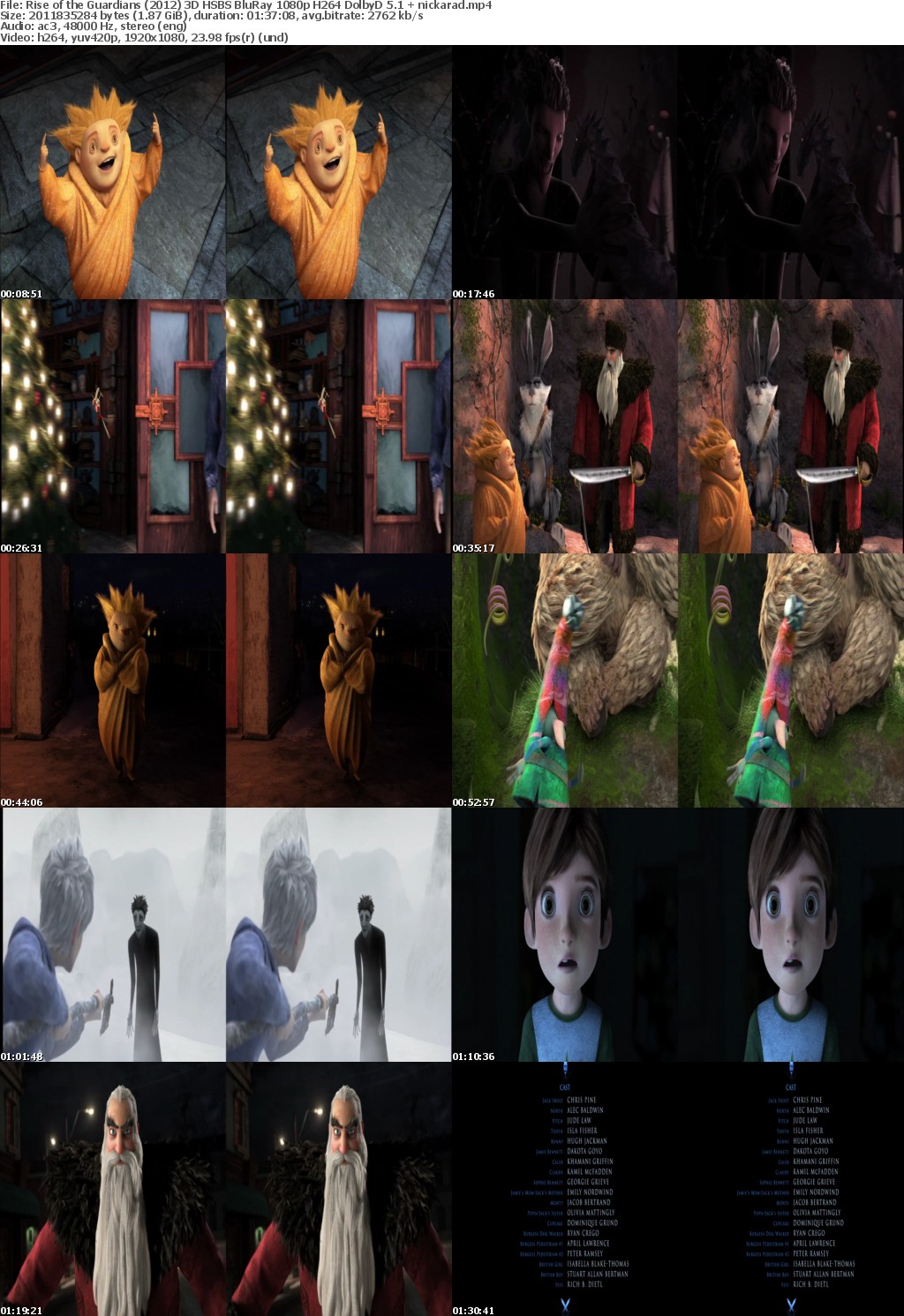 Rise of the Guardians (2012) 3D HSBS BluRay 1080p H264 DolbyD 5 1 nickarad