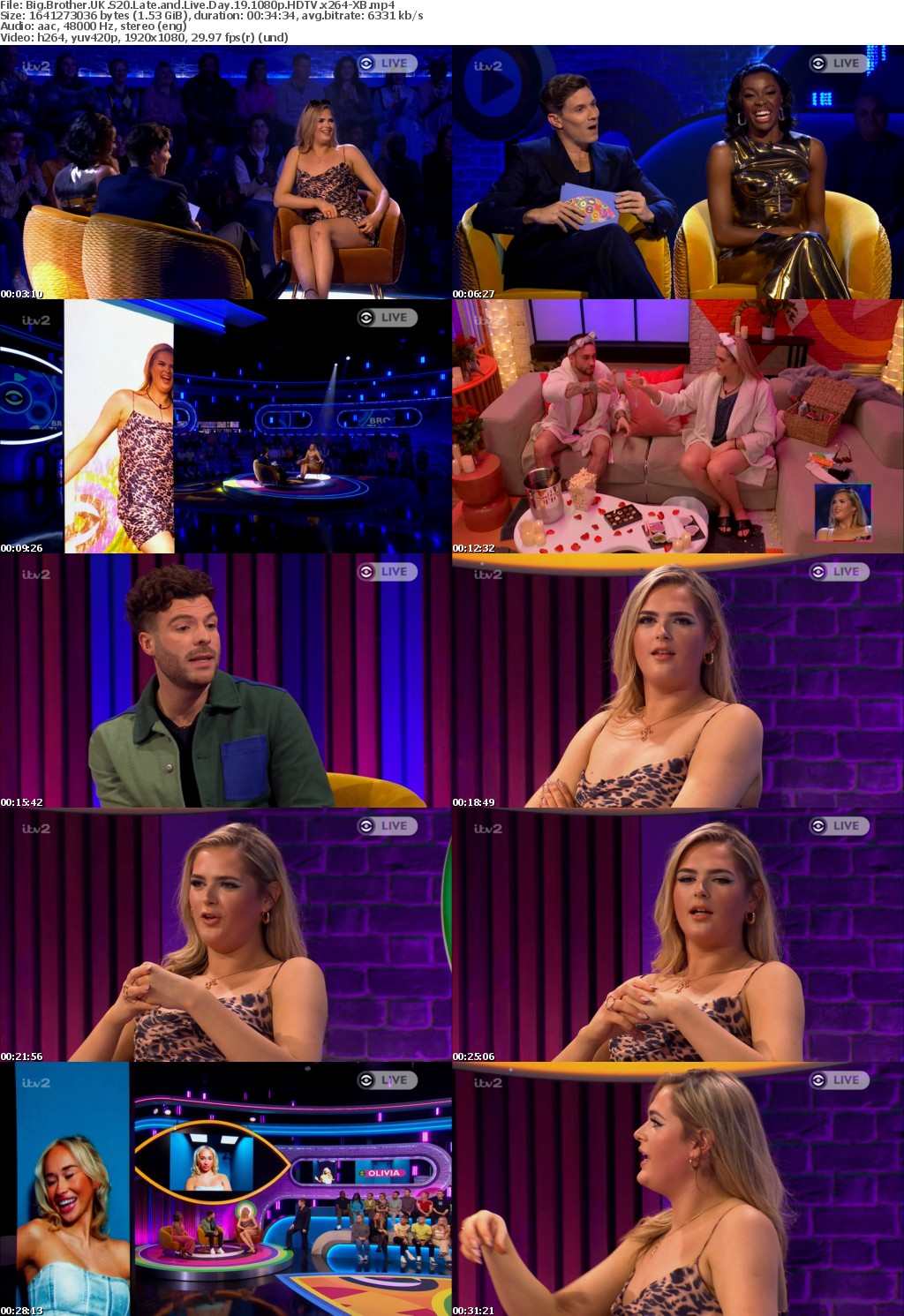 Big Brother UK S20 Late and Live Day 19 1080p HDTV x264-XB