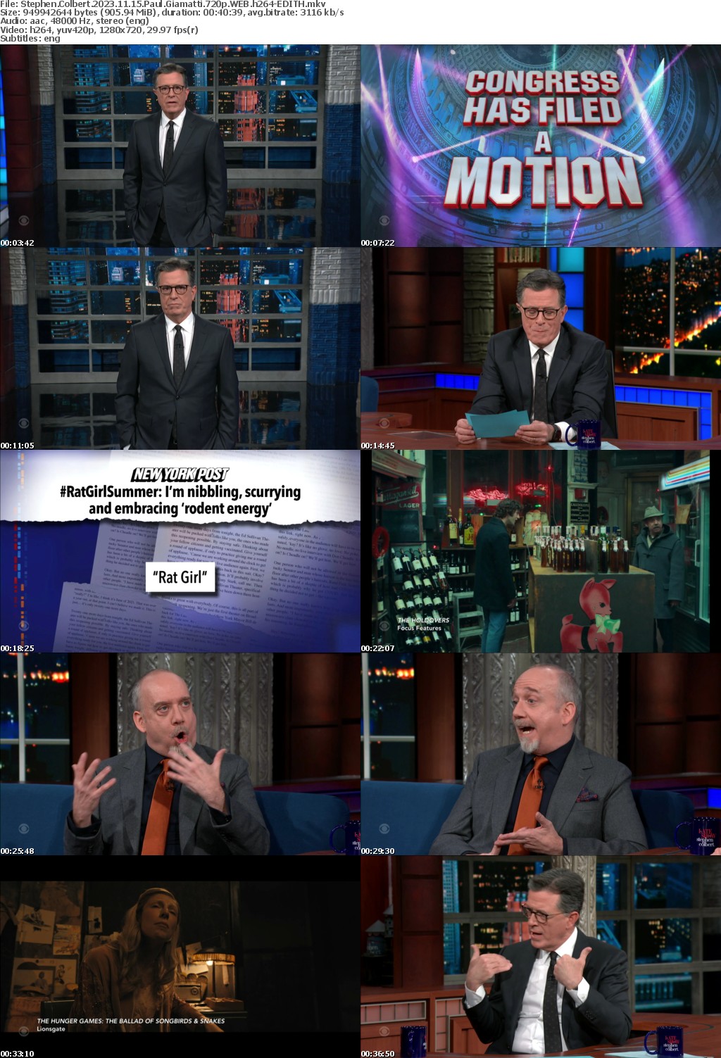 Stephen Colbert 2023 11 15 Paul Giamatti 720p WEB h264-EDITH